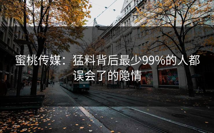 蜜桃传媒：猛料背后最少99%的人都误会了的隐情