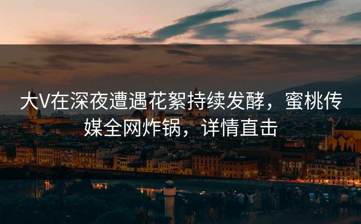 大V在深夜遭遇花絮持续发酵，蜜桃传媒全网炸锅，详情直击